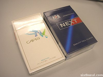 capri cigarettes box compare